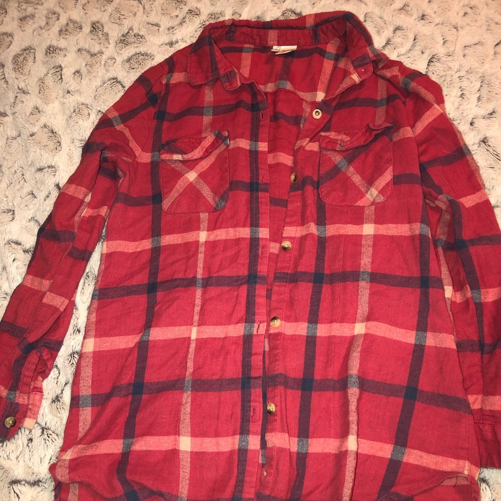 Long red flannel